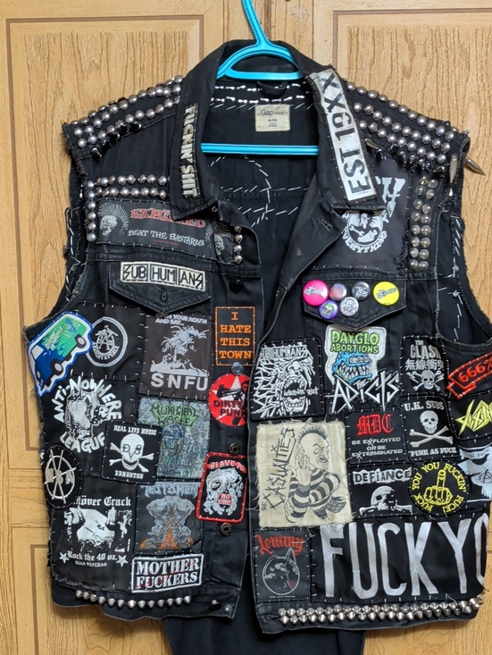 GAP Other - Black Studded Punk Vest with Band Patches